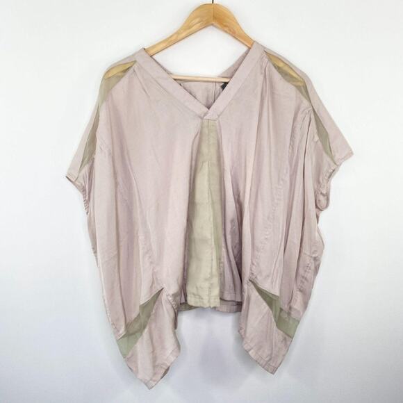 Gracia Pink Cream Oversized V-Neck Pullover Top Women's Size Small S - Picture 1 of 7